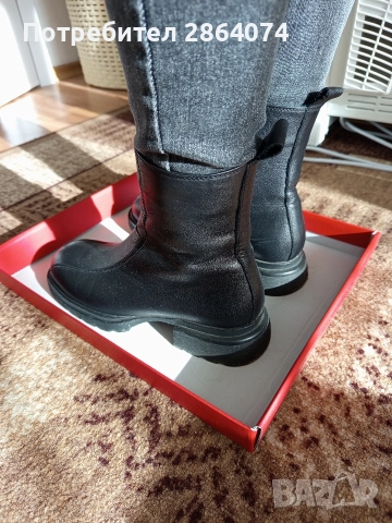 Черни боти от естествен кожа , снимка 4 - Дамски боти - 52943443