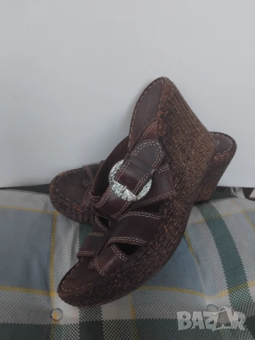 Дамски летни обувки на платформа - изцяло естествена кожа