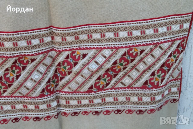 Възглавница с бродерия на ленена панама, снимка 4 - Антикварни и старинни предмети - 50565566