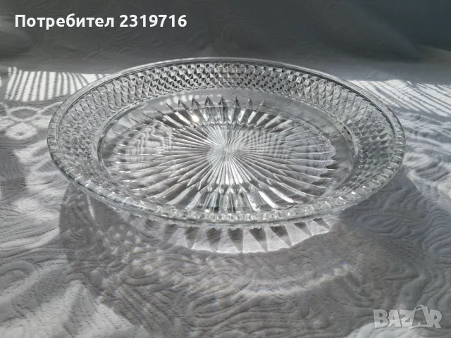 Продавам кристален голям поднос български, снимка 1