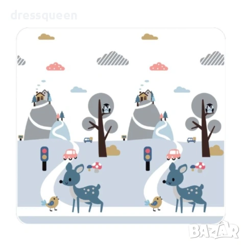 4850 Двулицева бебешка подложка за игра 180х200 см, нетоксична XPE пяна, 1 см дебелина, снимка 3 - Други - 53708685