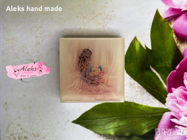 Ръчно изработен ароматен сапун "Момиче с букет", подарък за рожден ден, за имен ден, снимка 13 - Козметика за тяло - 39712928
