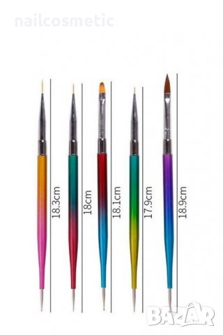 ДВОЙНИ ЧЕТКИ ЗА ГЕЛ, АКРИЛ, ДЕКОРАЦИИ И ЛИНИИ С ТОЧКАТОРИ, снимка 4 - Продукти за маникюр - 39317597