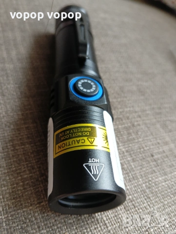 Силен УВ (UV) фенер с  365нм филтър, истинска черна светлина, НЕ излъчва виолетова 395нм., снимка 11 - Друго търговско оборудване - 53604153