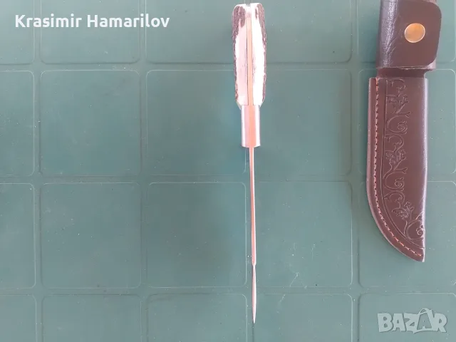 Ръчно изработен нож  с дръжка от  еленов рог , снимка 6 - Ножове - 56185627