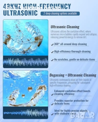Нов Портативен ултразвуков почистващ апарат уред 240ml с LED и таймер , снимка 2 - Други - 52655410