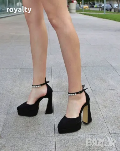 Сандали на ток - Велур, снимка 3 - Сандали - 48998968