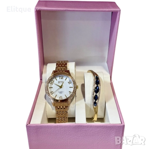 Луксозен дамски часовник с елегантна гривна – стил и изящество в една кутия, снимка 7 - Бижутерийни комплекти - 52596517