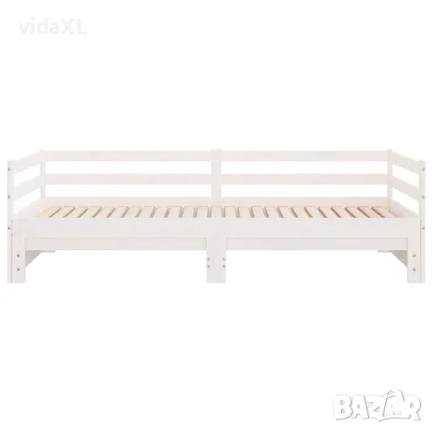 vidaXL Разтегателно дневно легло, без матрак, бяло, 90x200 см, снимка 6 - Спални и легла - 56147808