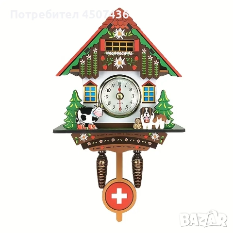 Мини стенен кварцов часовник дървена къщичка,домашен декор