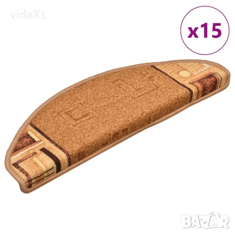 vidaXL Самозалепващи стелки за стъпала, 15 бр, бежови, 65x21x4 см