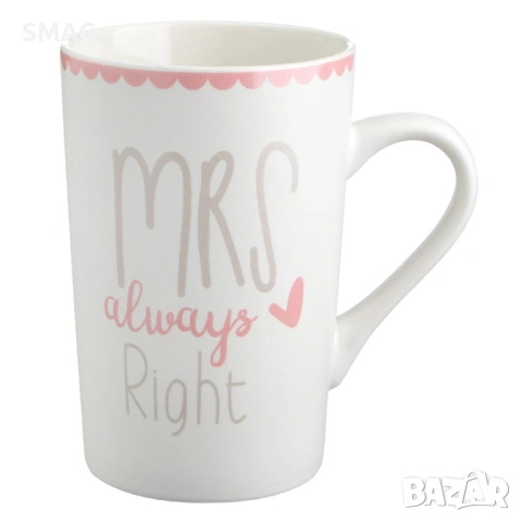 Комплект чаши New Bone „Mr Right – Mrs Always Right“, 350 мл – 2 бр_1183284, снимка 4 - Чаши - 53416067