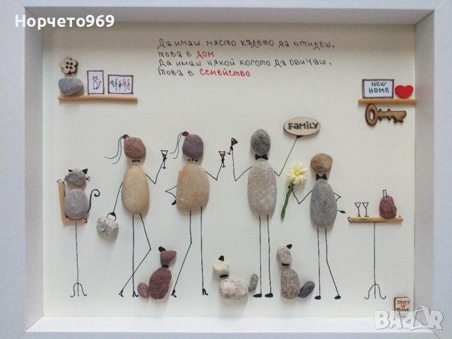 Ръчно изработено персонално пано от морски камъчета, снимка 3 - Картини - 39700316