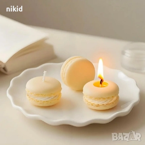 3D Макарон кръгъл или сърце 2 части силиконов молд форма фондан шоколад смола свещ гипс декор, снимка 4 - Форми - 53479900