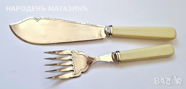 Английски посребрени прибори за хранене риба и за сервиране за 6 човека сервиз , снимка 15 - Други ценни предмети - 53738380