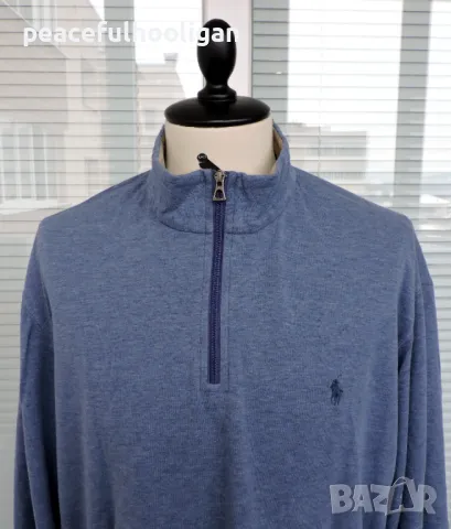 Polo Ralph Lauren Men`s Blue Melange Long Sleeve 1/4 Zip Sweatshirt Size XL/XXL, снимка 2 - Блузи - 49034290