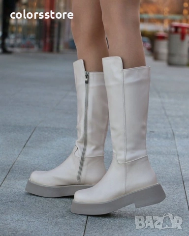 Равни ботуши - бежова кожа - DG90

