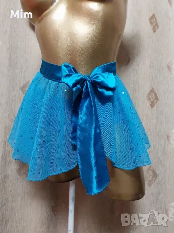 Къса синя прозрачна пола + бикина подарък 