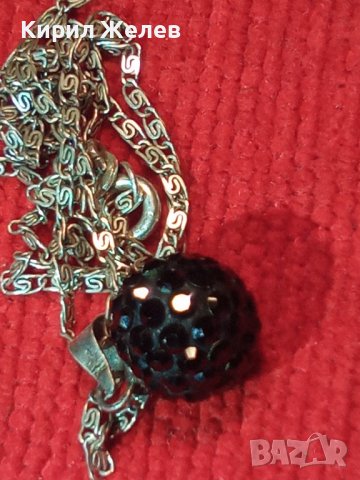 ФИНО СРЕБЪРНО КОЛИЕ СРЕБРО 925 ВЕРИЖКА с РЕТРО ПЛЕТКА МЕЧА СТЪПКА и КРИСТАЛЕН МЕДАЛЬОН с ЕМАЙЛ 32392, снимка 6 - Колиета, медальони, синджири - 39653997