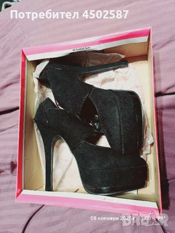 Черни обувки в връзки и 15 см ток