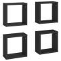 vidaXL Стенни кубични рафтове, 4 бр, черни, 30x15x30 см(SKU:807002