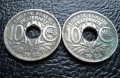 Стара монета 10 сантима 1922 г. и 1924 г. Франция - красавици !, снимка 7