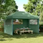 vidaXL Сгъваема парти шатра pop-up с 3 странични стени зелена, снимка 2