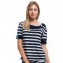 Нова дамска моряшка блуза с къс ръкав, широко райе, снимка 6
