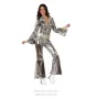 Дамски диско костюм от 70-те Atosa, костюм Диско Дива от 70-те, костюм ABBA, сребрист металик, снимка 1