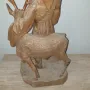 Стара красива дървена фигура ръчна изработка-елен и ловец, снимка 9