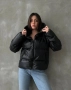 М MEECY Ново пухено кожено черно яке, зимно яке, снимка 4