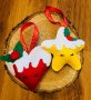 Коледна декорация / Коледна играчка за елха от филц ръчна изработка мече , снимка 2