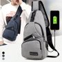 Удобна многофункционална чанта/раница през рамо с USB - BAG105 - цвят: Черен, Сив, Син