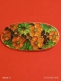 Винтидж емайлирана брошка с флорален мотив украсен в оранжево,зелено и черно 34563, снимка 1