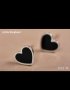 Сребърни обеци черни сърца,кант"Tiny little black hearts"/нови, снимка 1 - Колиета, медальони, синджири - 42257820