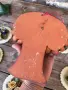 Ръчно изработени керамични пана с кукички за закачане 5 кръгли с 3D декорация на цветя , снимка 13