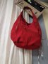 LA REDOUTE  естествен велур червена чанта,тип торба, made in INDIA , снимка 14