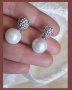 Луксозни обици с перли-материал стомана, снимка 1 - Обеци - 39043871