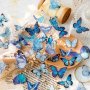 20 бр сини пеперуди самозалепващи лепенки стикери декор ръчна изработка украса