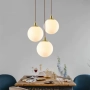 Висяща лампа глобус „Opal Globe“ – стъклена сфера с меко дифузно осветление и метални акценти, снимка 1