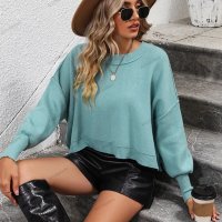 Дамски моден ежедневен едноцветен пуловер, 3цвята - 023, снимка 13 - Блузи с дълъг ръкав и пуловери - 42298291