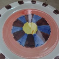 Ръчно рисувани керамични чинии, снимка 3 - Сервизи - 39389422