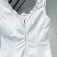 Бяла рокля BENETTON, памук, снимка 5 - Рокли - 41616341