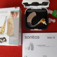  НОВ! Слухов апарат немски SANITAS SHA-15 с регулирне на звука+ 3 размера тапи+ сертификат, снимка 1 - Слухови апарати - 40058767