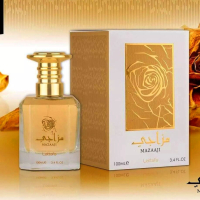 Арабски парфюм Mazaaji GOLD от Lattafa Perfumes  100 мл рози, флорални нотки, жасмин ,бял мускус, снимка 2 - Унисекс парфюми - 44764002