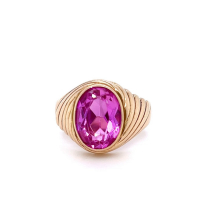 Златен мъжки пръстен с рубин 7,97гр. размер:62 14кр. проба:585 модел:22514-1, снимка 1 - Пръстени - 44575976
