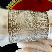 Чаша от калай с ловни картини,ангели,барок. , снимка 4 - Антикварни и старинни предмети - 38638630