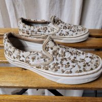 VANS slip on 🌻🌼 бежеви кецове с бродерии на цветя🌼🌼, снимка 2 - Кецове - 40933242