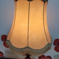  НАМАЛЕНА Настолна лампа с шапка от естествена кожа , снимка 4 - Настолни лампи - 39355658