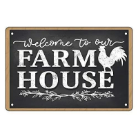 Метална табела Welcome to our farmhouse, снимка 1 - Декорация за дома - 44763383